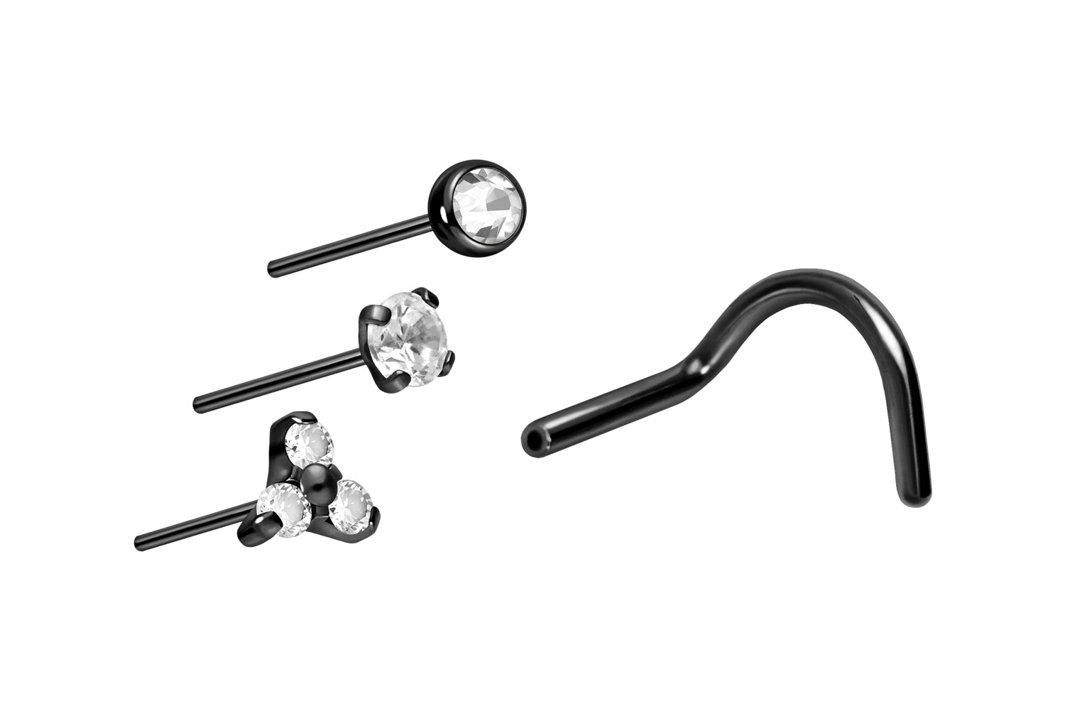 Titan Nasenstecker Nasenpiercing Spirale mit Push Fit AUFSATZ MIX